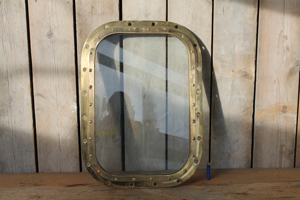 Large Vintage Brass Porthole Window