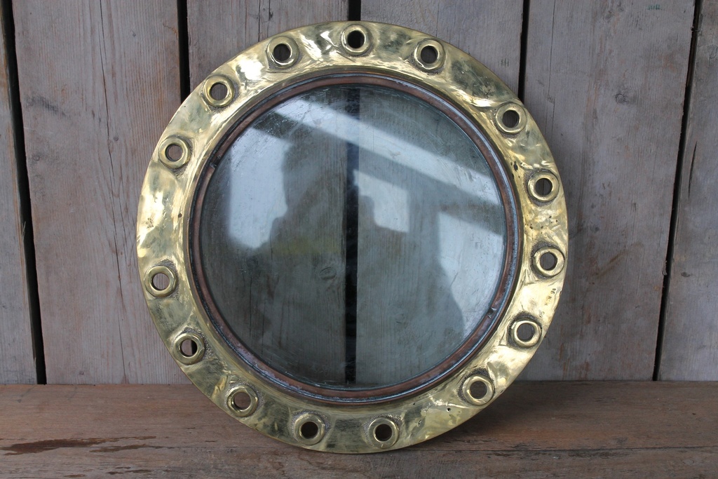 Large Vintage Brass Porthole Window