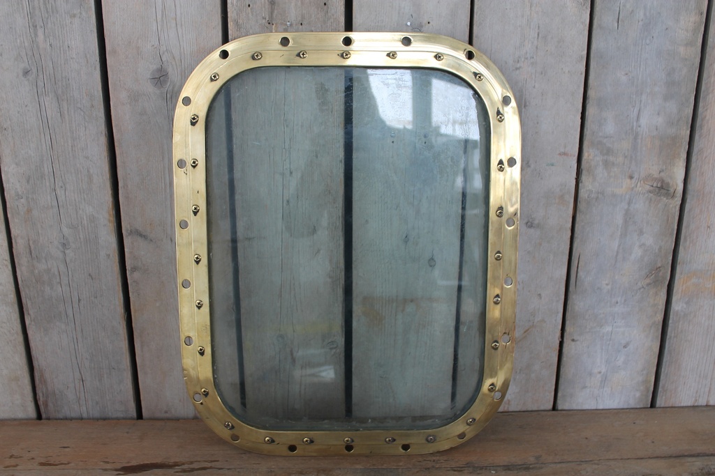 Large Vintage Brass Porthole Window